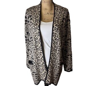 Chicos size 8 (2) cardigan shawl collar animal print
